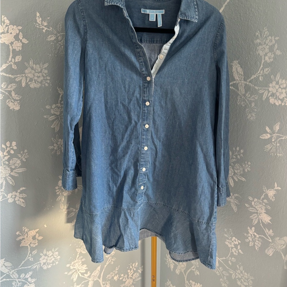 Draper James Chambray Button Front Mini Dress Siz… - image 2
